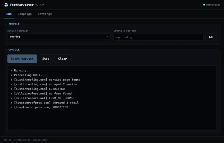 FormHarvester desktop app