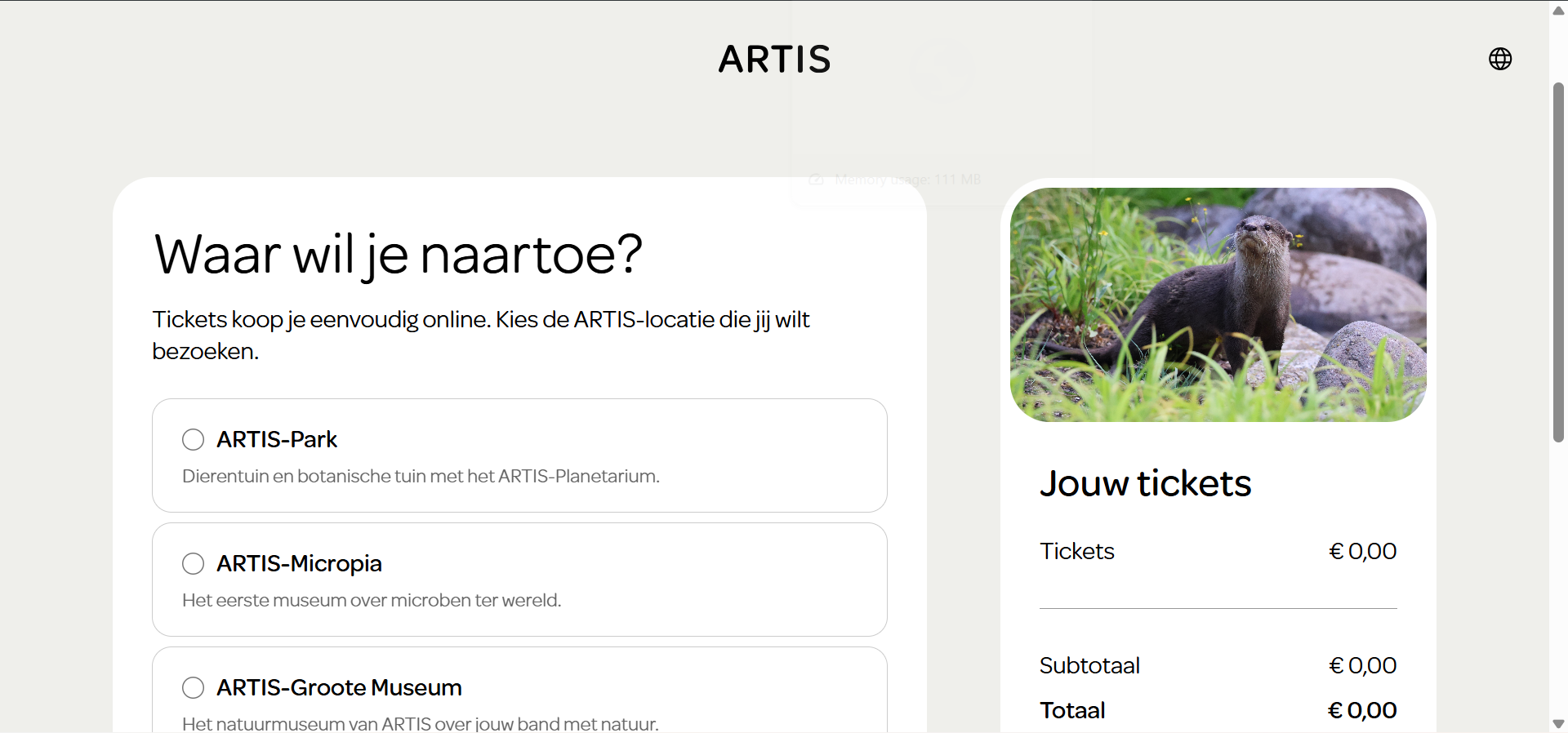 Artis booking flow